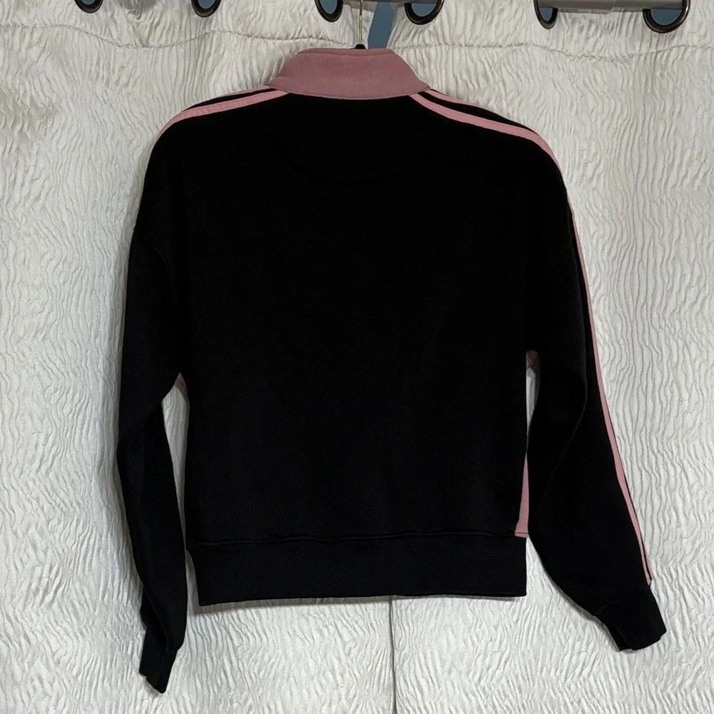 Adidas Womens Black / Mauve Zip Up Jacket/ Sweatshirt -Sz XL - Picture 2 of 6
